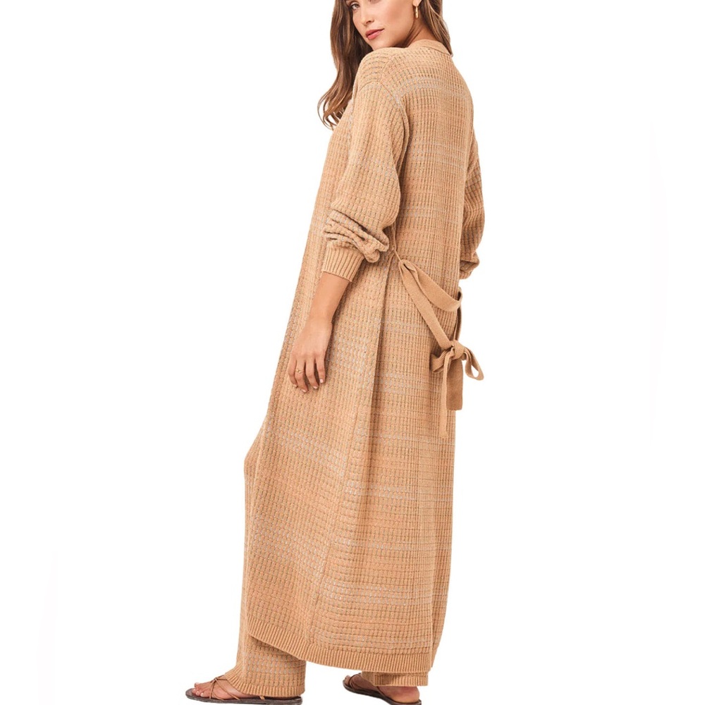 L SPACE ENCINITAS CARDIGAN Duster Cover Up Tan Color size Medium Large - Picture 3 of 15
